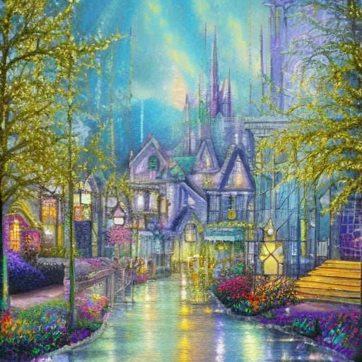 Fused Glass City Dream Illustration