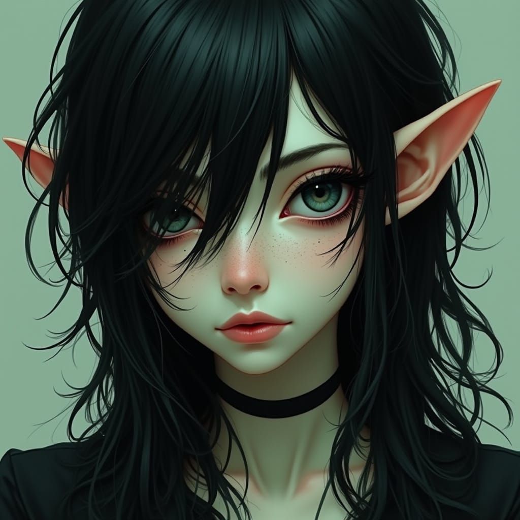 Mysterious Emo Girl with Pointed Elf Ears