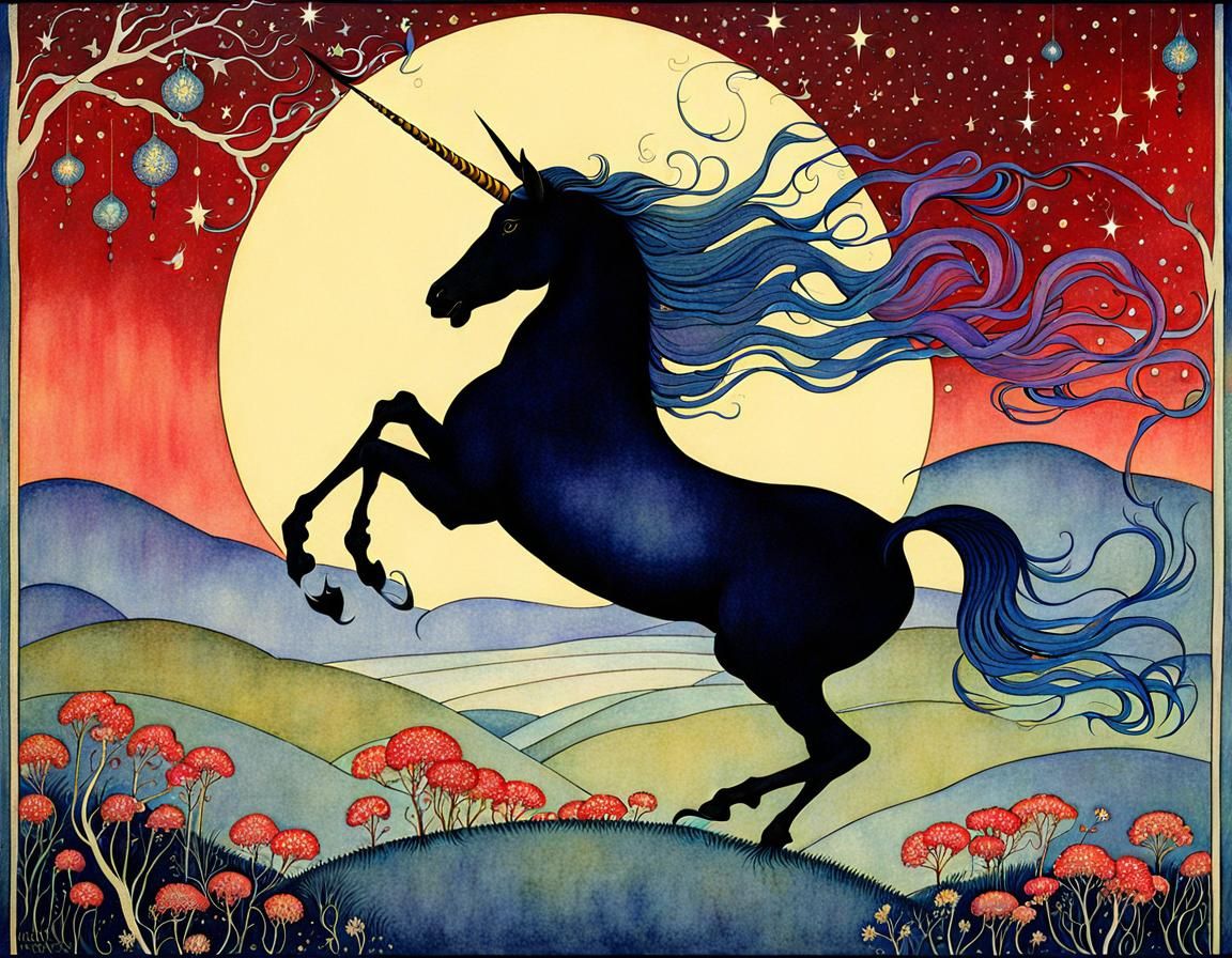 Unicorn Illustration in Virginia Sterrett Style