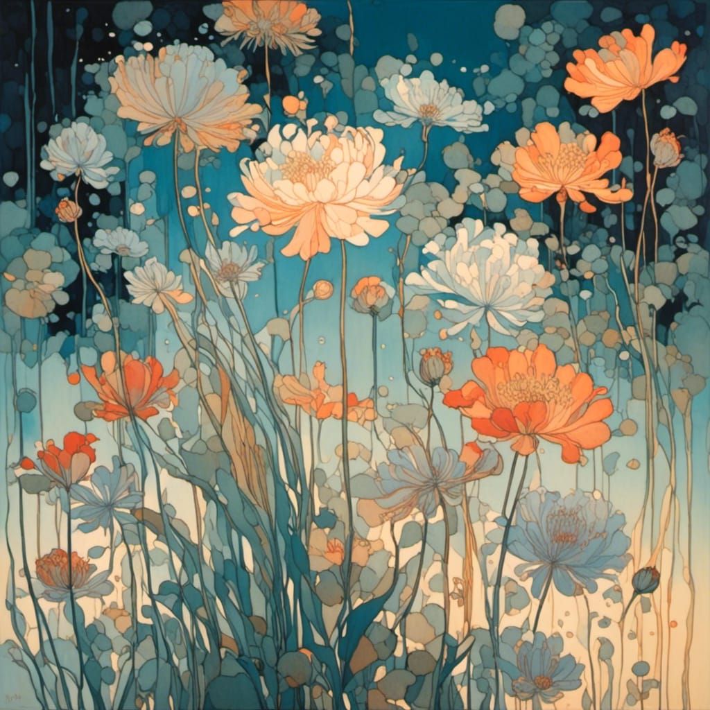 Translucent Flowers in Evening Light: Impressionistic Style