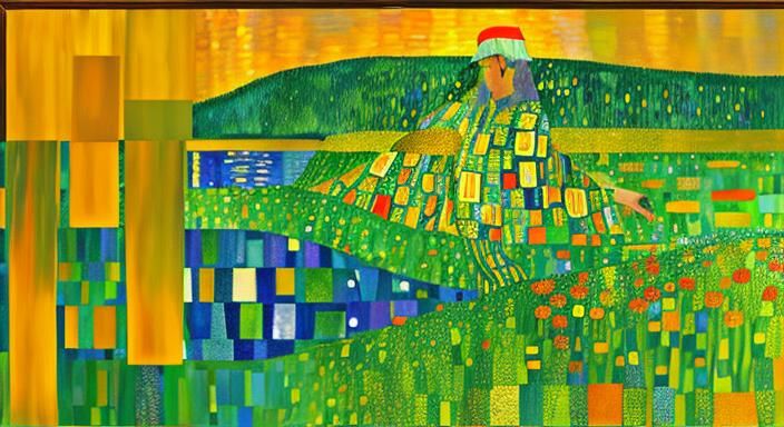 Trout Fisherman: A Gustav Klimt-Style Masterpiece