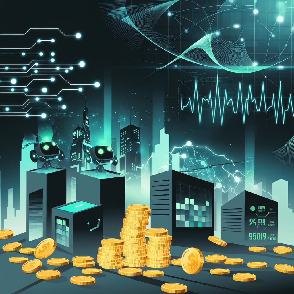 Futuristic Cityscape of AI Entrepreneurs and Financial Growt...