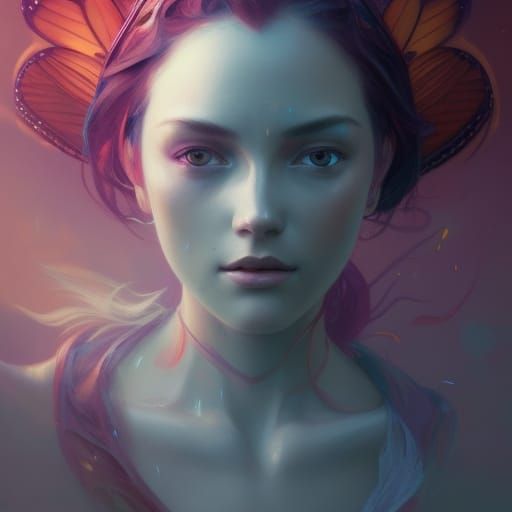 Hyperdetailed Butterfly Portrait in Art Nouveau Style