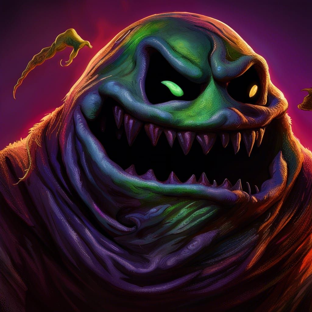 Hyperrealistic Oogie Boogie Splash Art Portrait