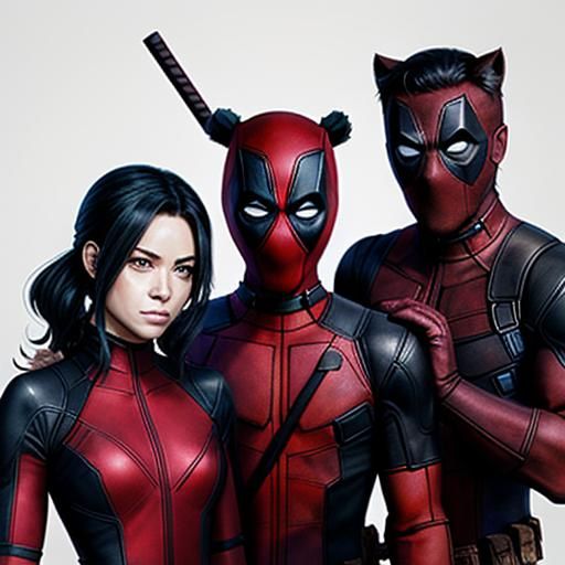 Deadpool, Ladypool, and Wolverine AI Art