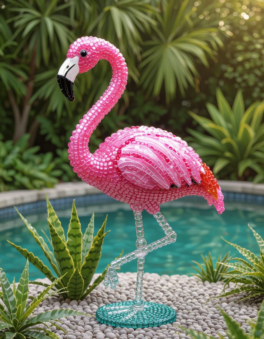 Glass Bead Flamingo in Natural Habitat
