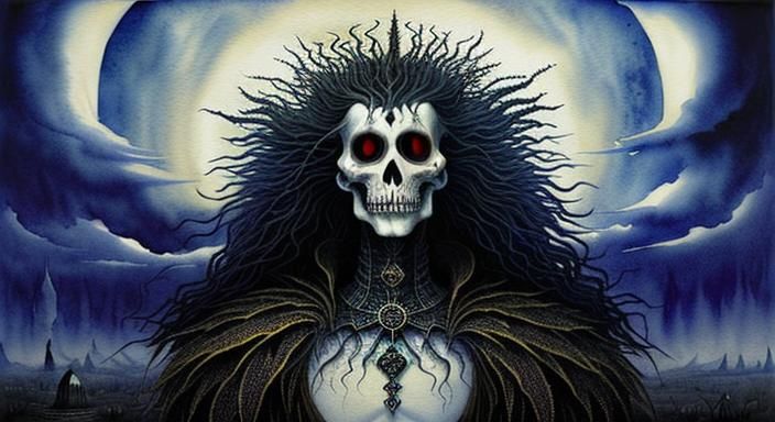 Eerie Tragic Hero in Surreal Watercolor Masterpiece