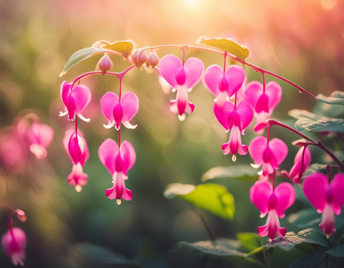 Bleeding Heart Flowers in Soft Focus Macro Photography