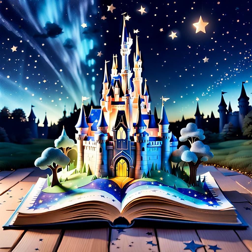 Whimsical Pop-Up Book with Fairytale Castle