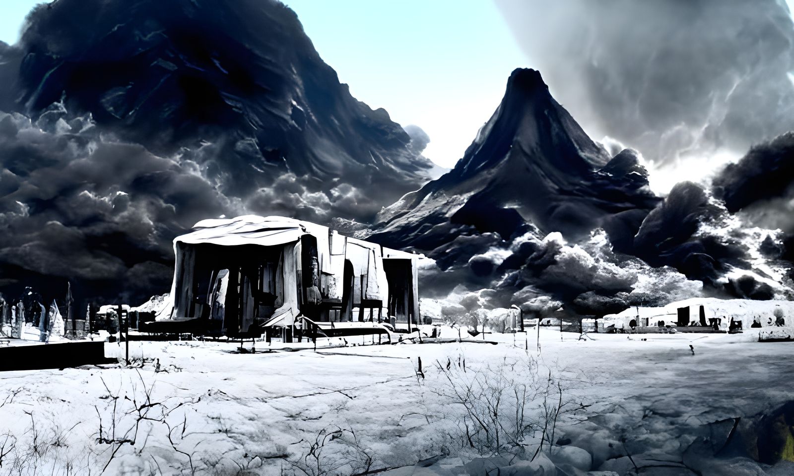 Dystopian Space Empire: Post-Apocalyptic Charcoal Landscape