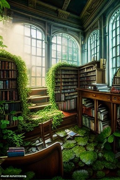 Abandoned forest library