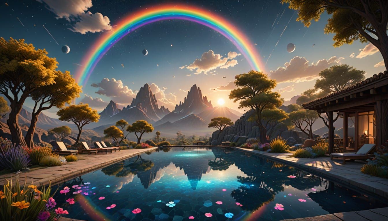 Ethereal Crystal Spheres in Surreal Celestial Landscape