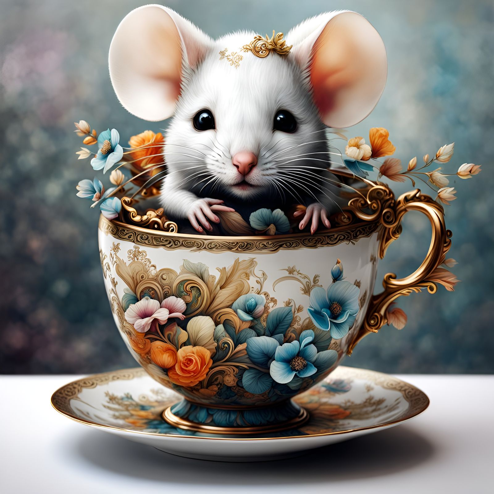 Baby Mice Tea Party: Ink Flow Art