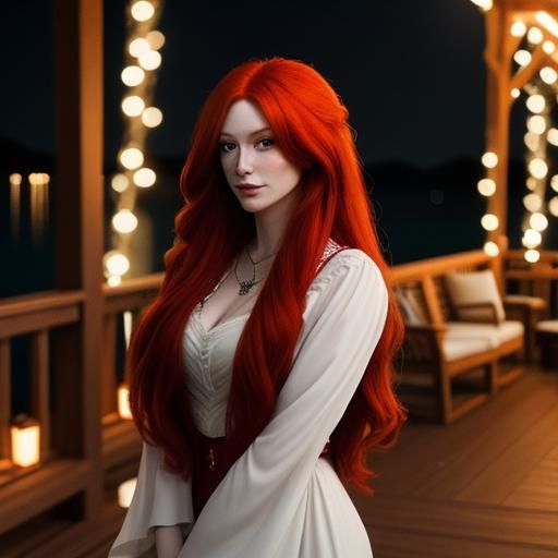 Romantic Lakehouse Deck Scene at Midnight