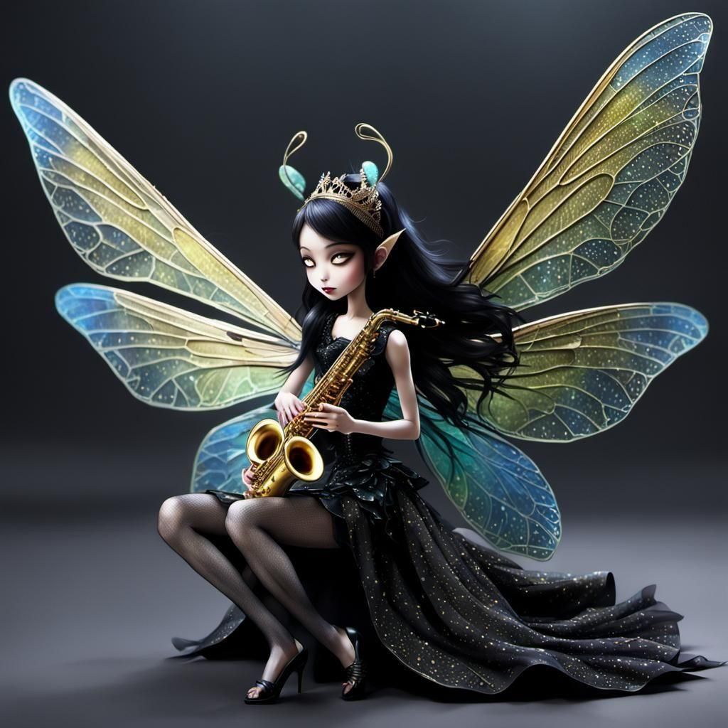 Dark Pixie Queen Plays Saxophone