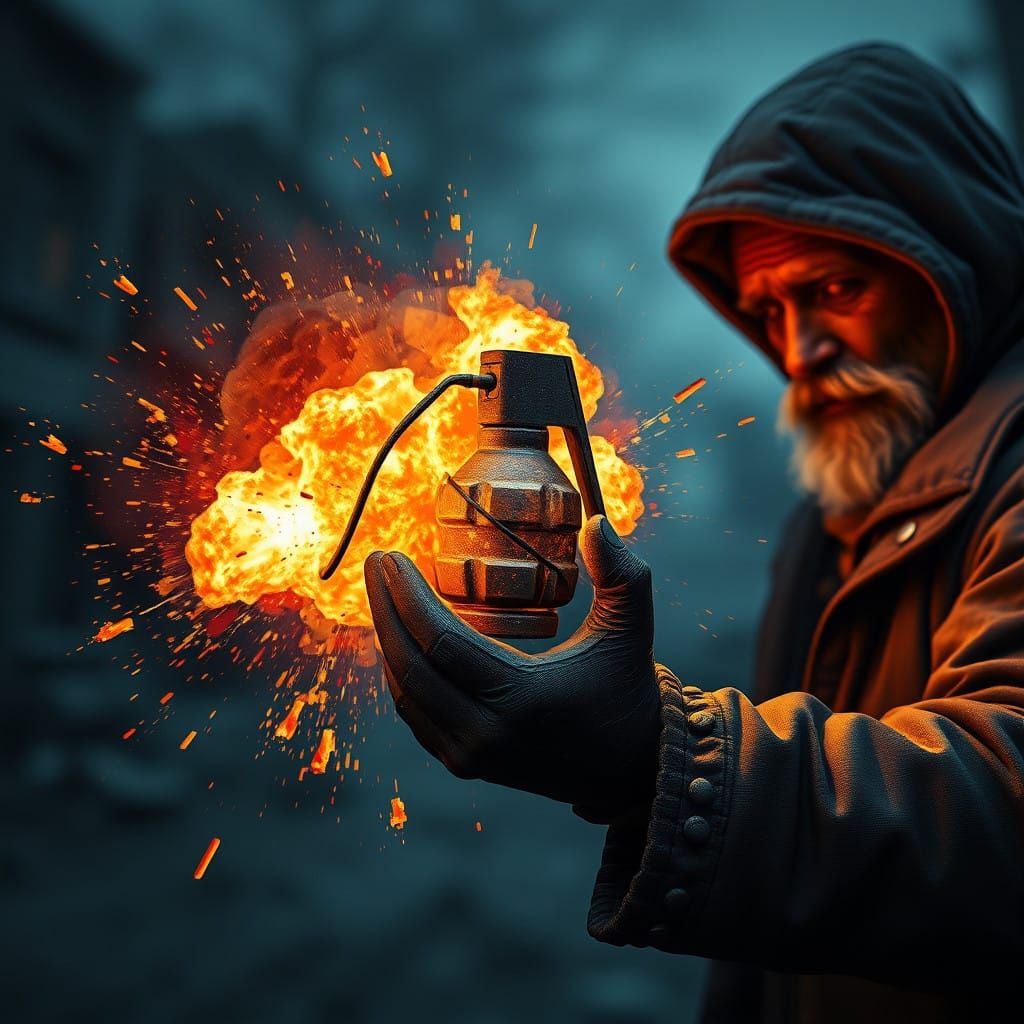 Grenade Explosion in a Fantastical Landscape