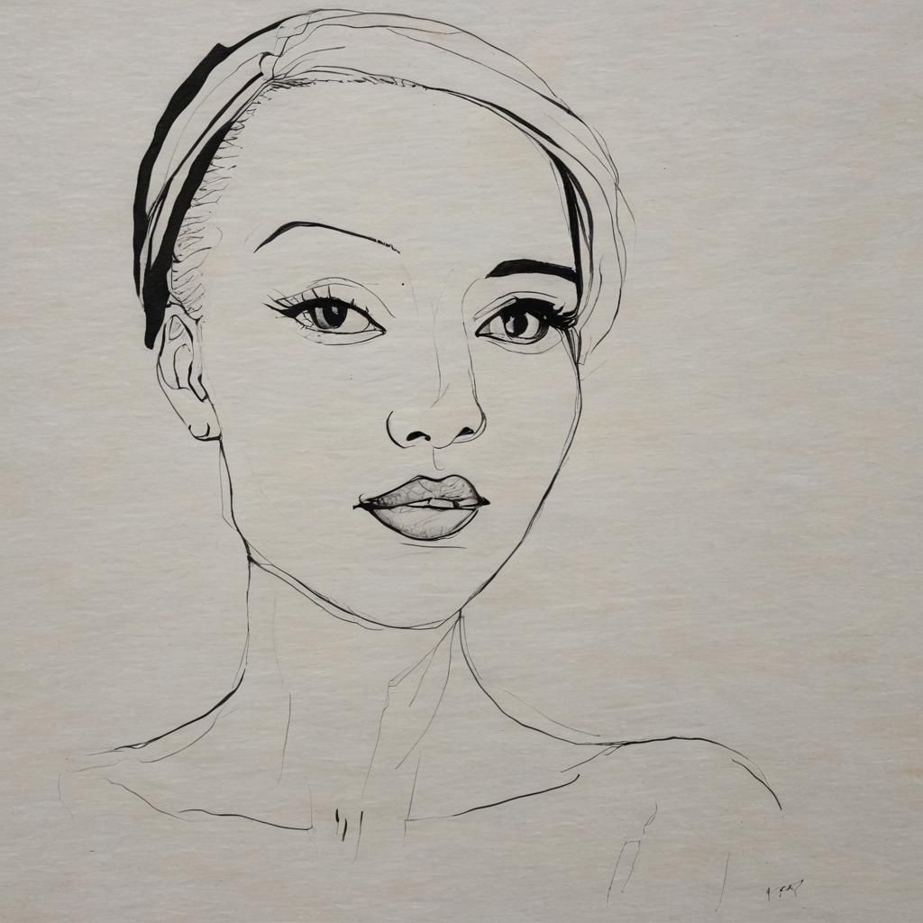 Elegant Abstract Portrait in Ink and Watercolour