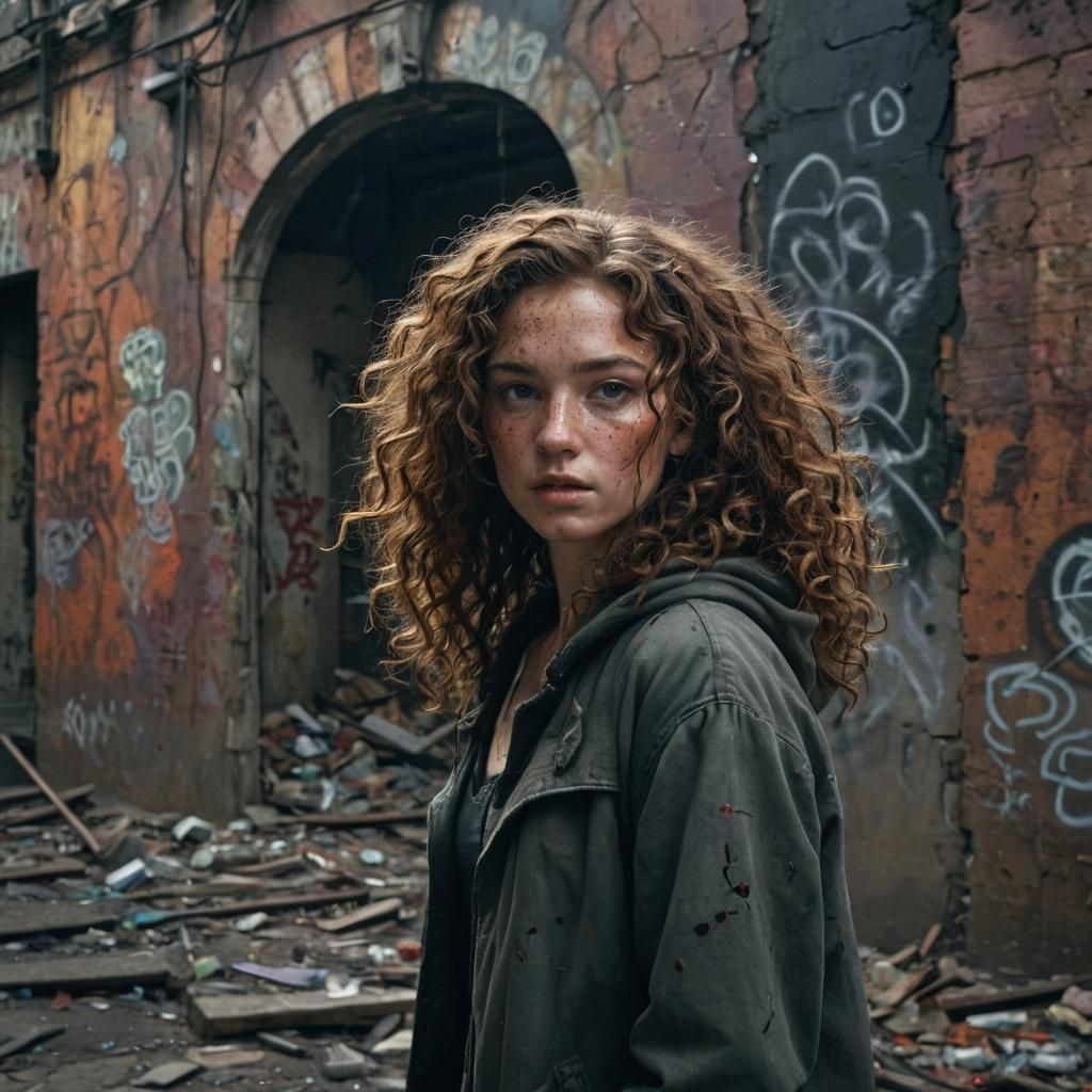 Woman in Post-Apocalyptic Cityscape: Fantasy Concept Art