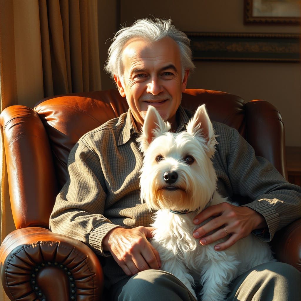 Gentleman and Loyal Companion in Warm Afternoon Light