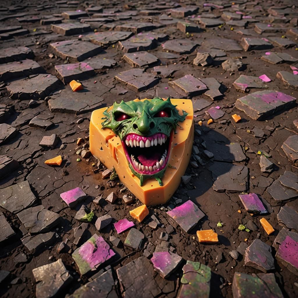 Biopunk Masterpiece: Cheddar Cheese on a Ruined Earth