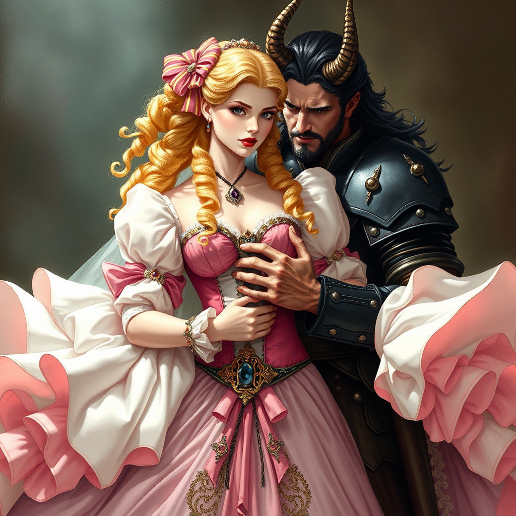 Demon King Dresses His Bride as Art Nouveau Illustration