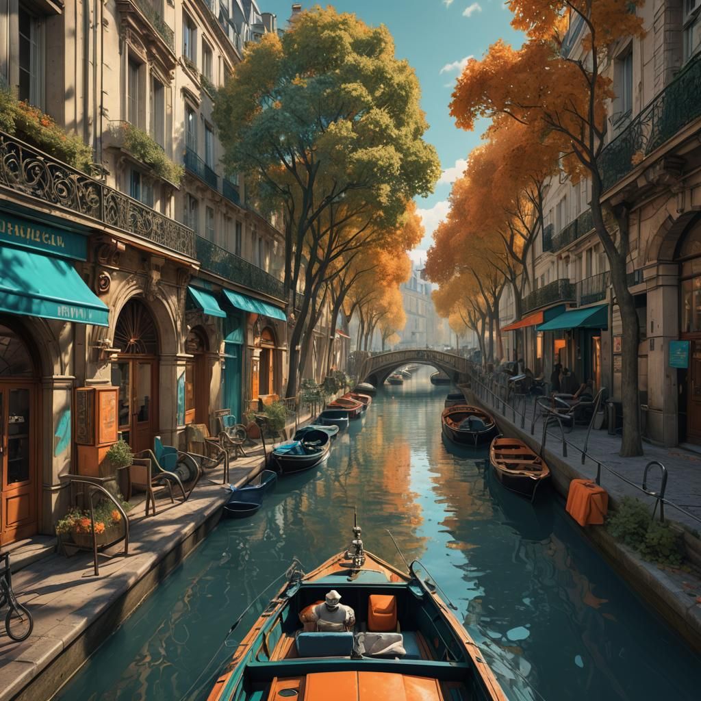 Historical Canal Saint-Martin View, Dynamic Lighting