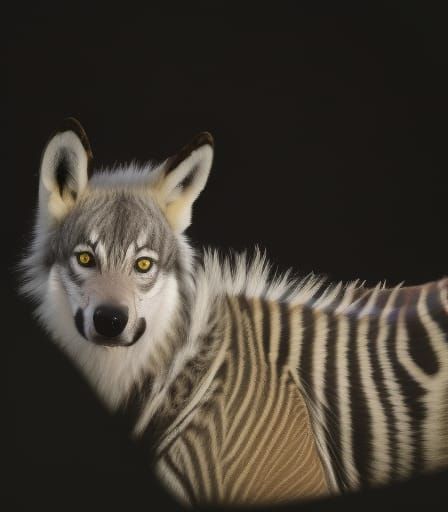 Zebra Wolf Hybrid Creature on Serengeti Plains