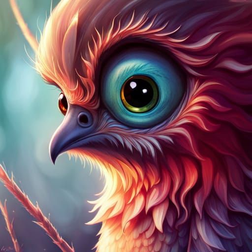 Adorable Ugly Cute Depressed Baby Bird: Digital Art