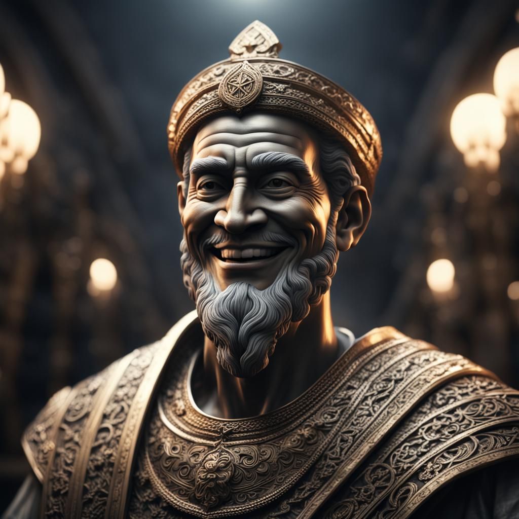 Hyperrealistic God Impersonation with Eerie Lighting