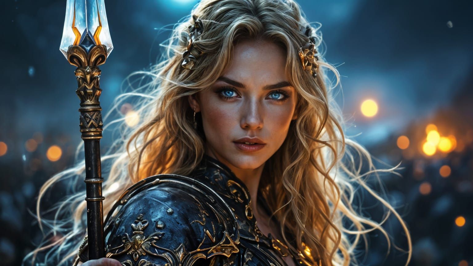 Ancient Greek Temple Under Siege by Moonlight