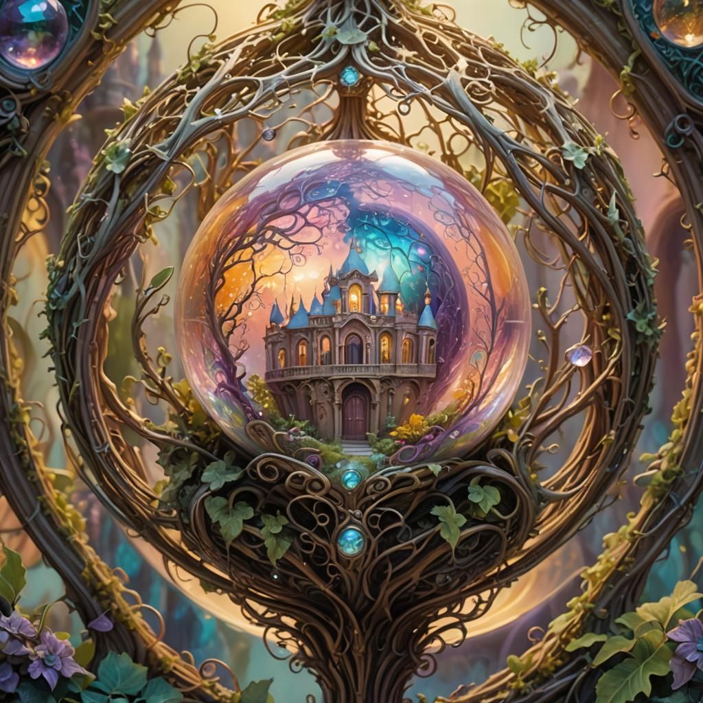 Iridescent Orb Containing a Fantasy World