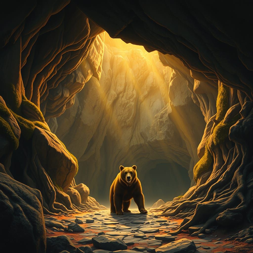 Majestic Grizzly Guardian of the Ancient Cave