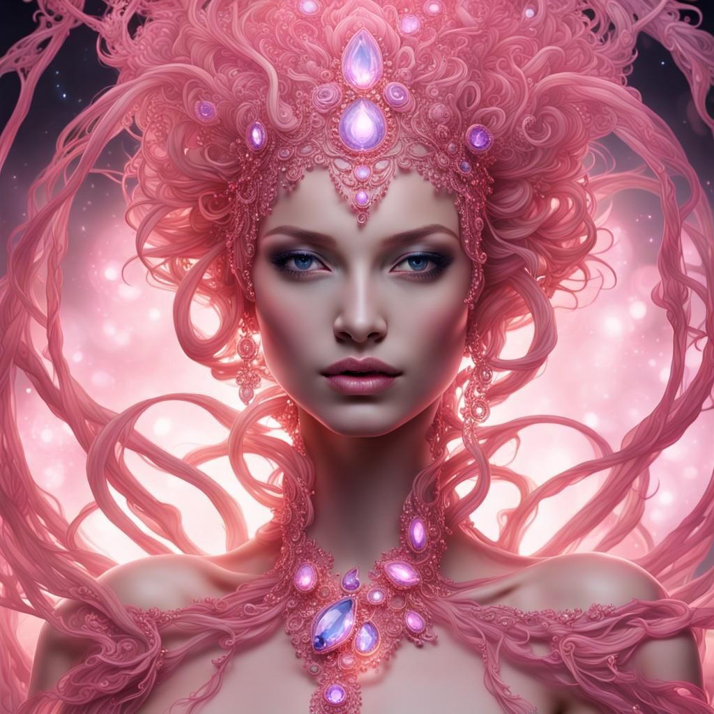 Celestial Being with Shimmering Skin, Digital Art