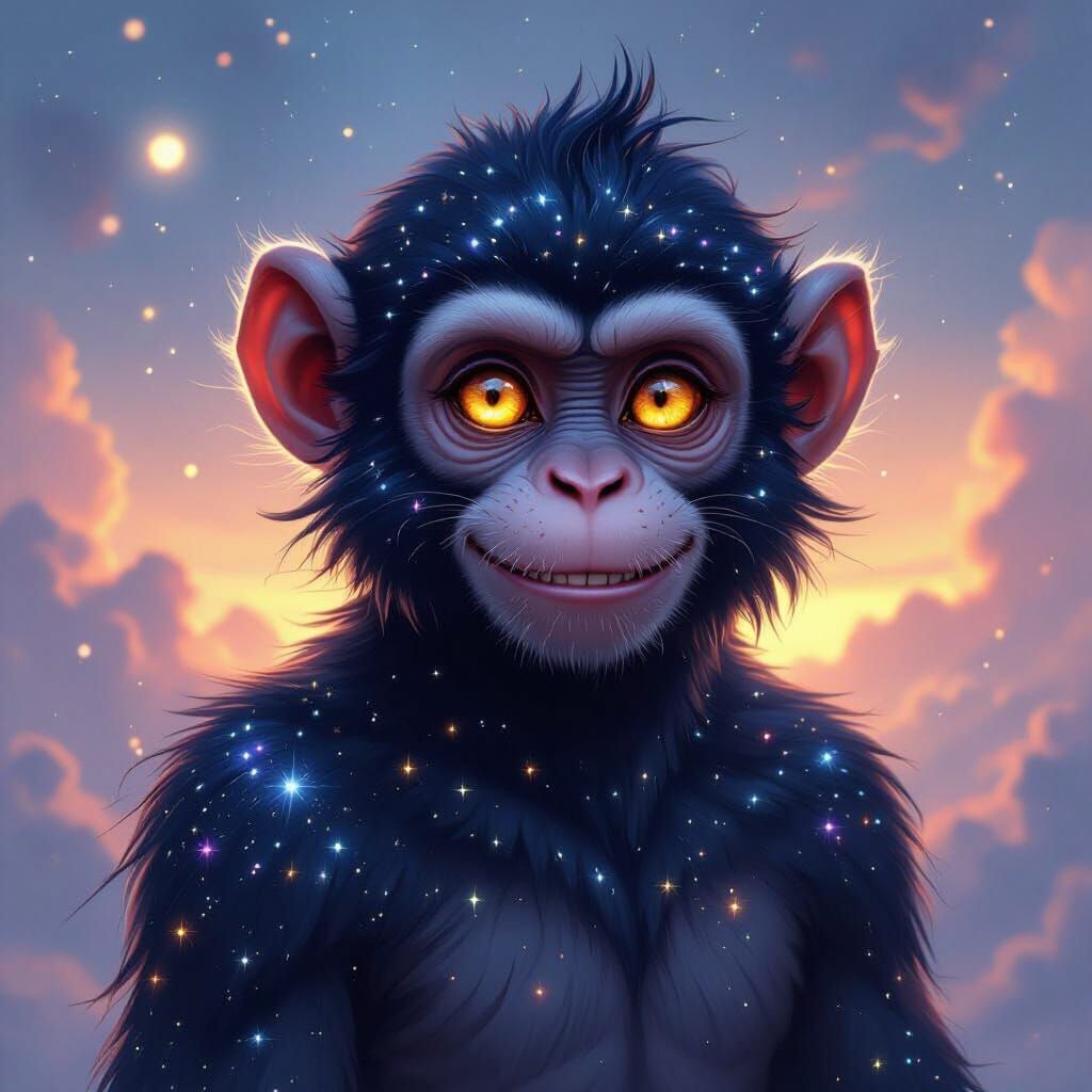 Cosmic Monkey in Dreamy Sci-Fi Style