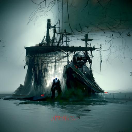 Sinister Haunted Shipwreck Art
