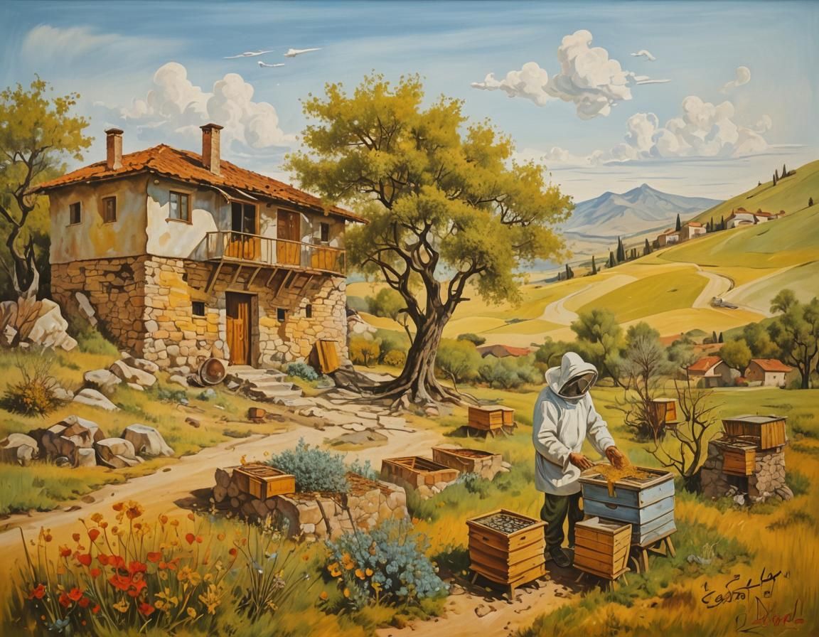 Surreal Bulgarian House in Dali-esque Oil Painting