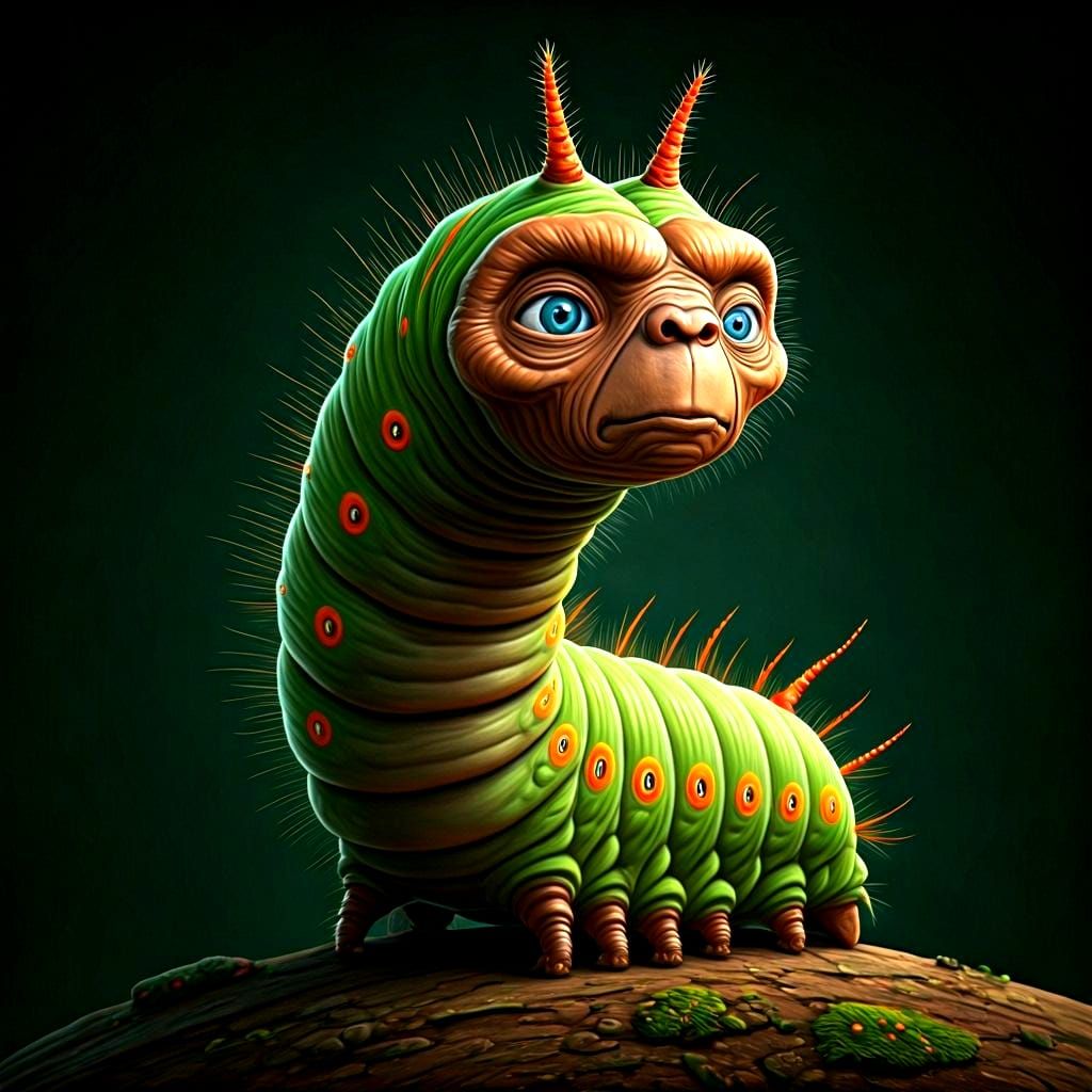 E.T. Inspired Green and Orange Caterpillar