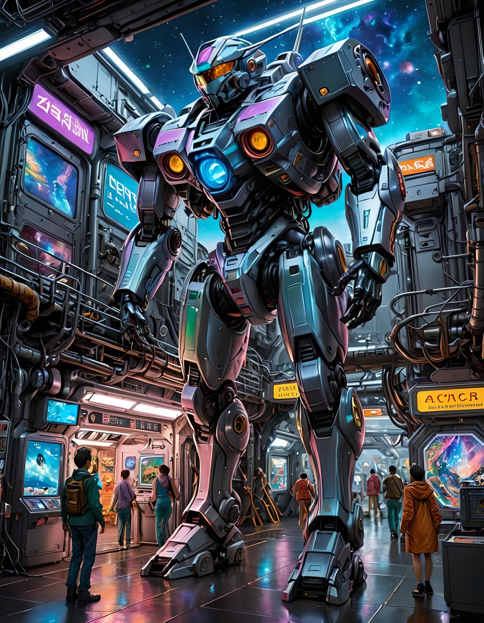 Hyperreal Space Station Rescue in Surrealist Style