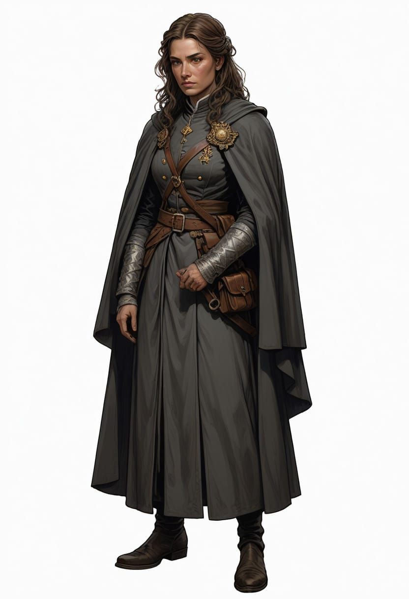 17th Century French Heroine in Elegant Grey Regalia