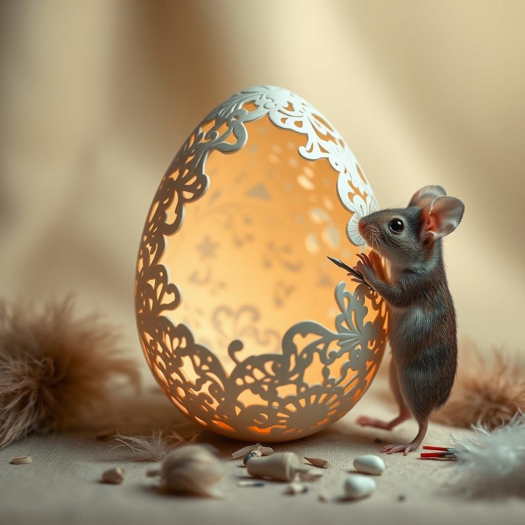 Surreal Easter Egg in Hyperrealistic Studio Setting