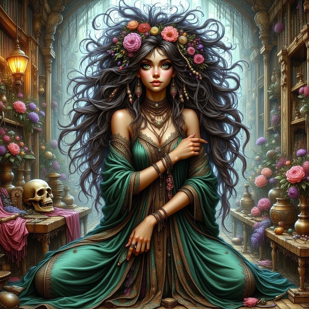 Voodoo Priestess in Mystical, Dreamlike Splendor