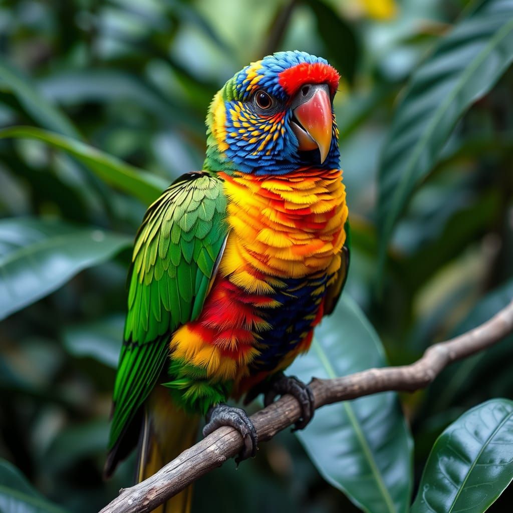 Lorikeet in a Prismatic Jungle