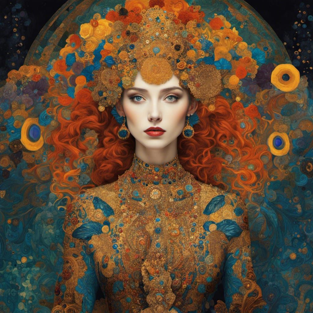 Intricate Portrait of a Beautiful Woman in Art Nouveau Style