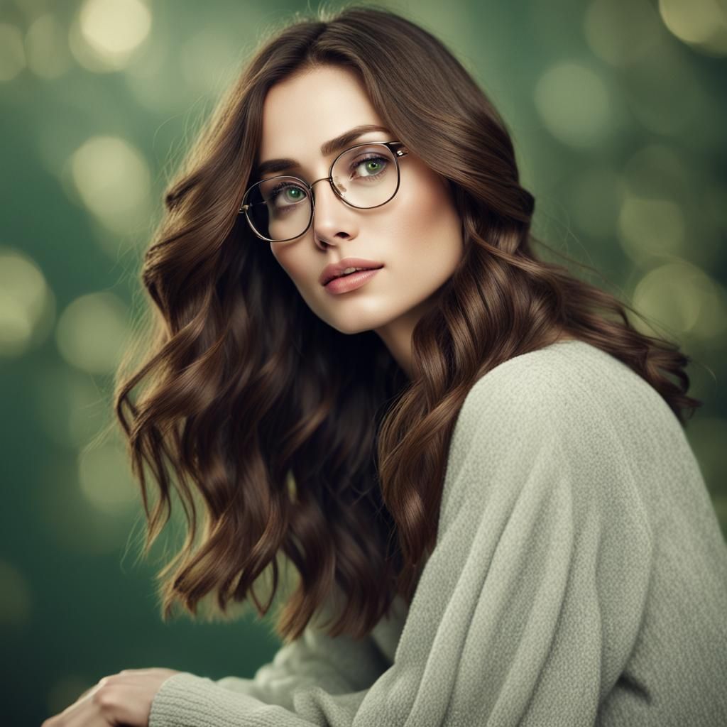 Ethereal Woman with Brown Bob and Glasses