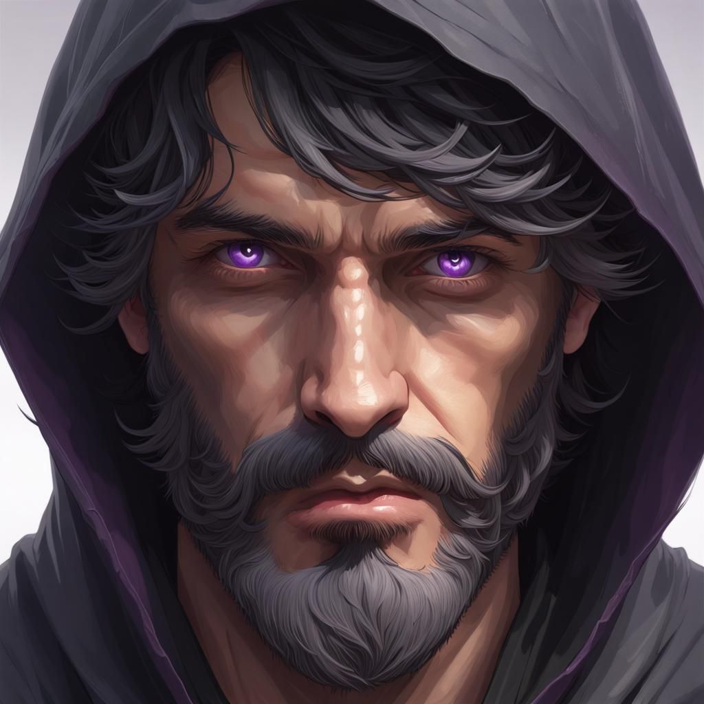 Man with Purple Eyes: Hyperdetailed Portrait