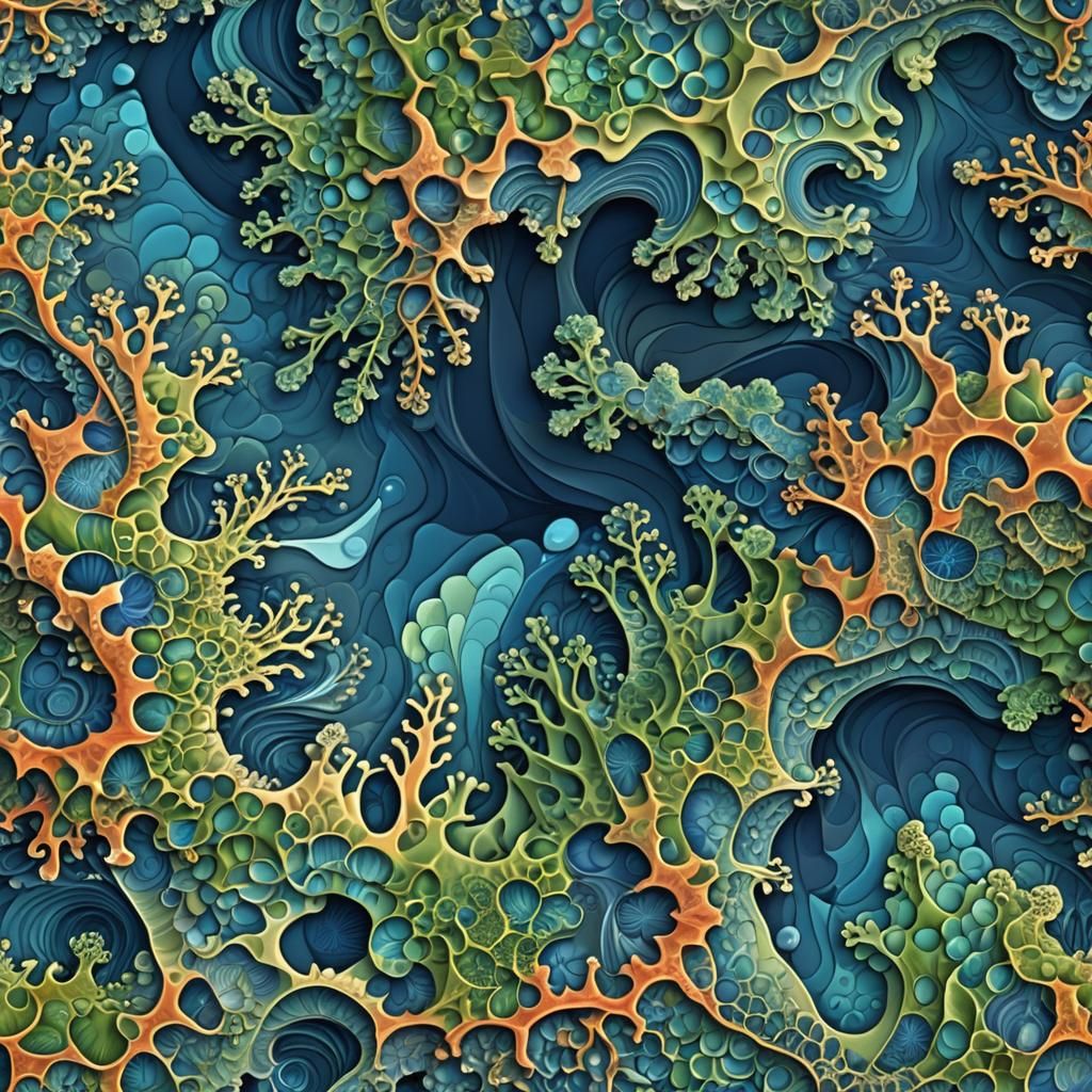 Abstract Coral Reef Aerial View in Digital Art