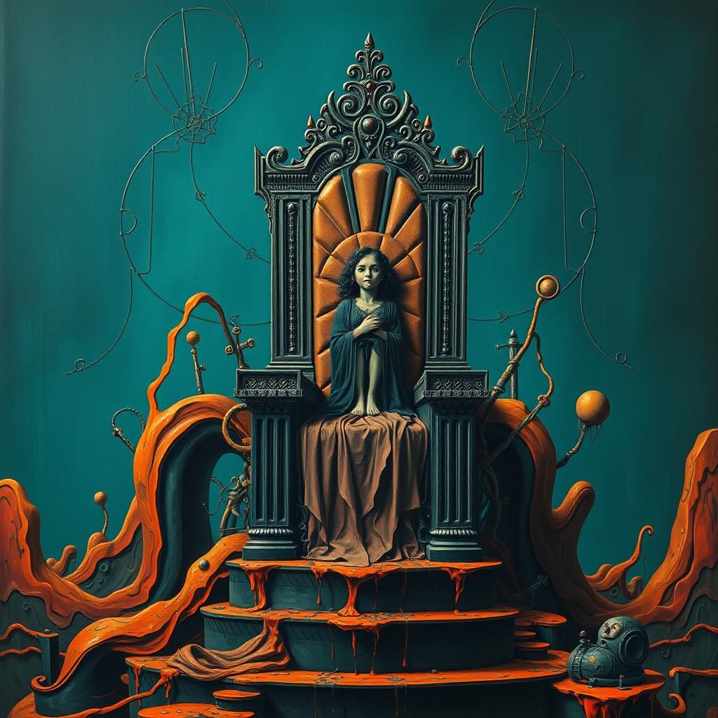 Surreal Art Deco Figure on Biomechanical Throne