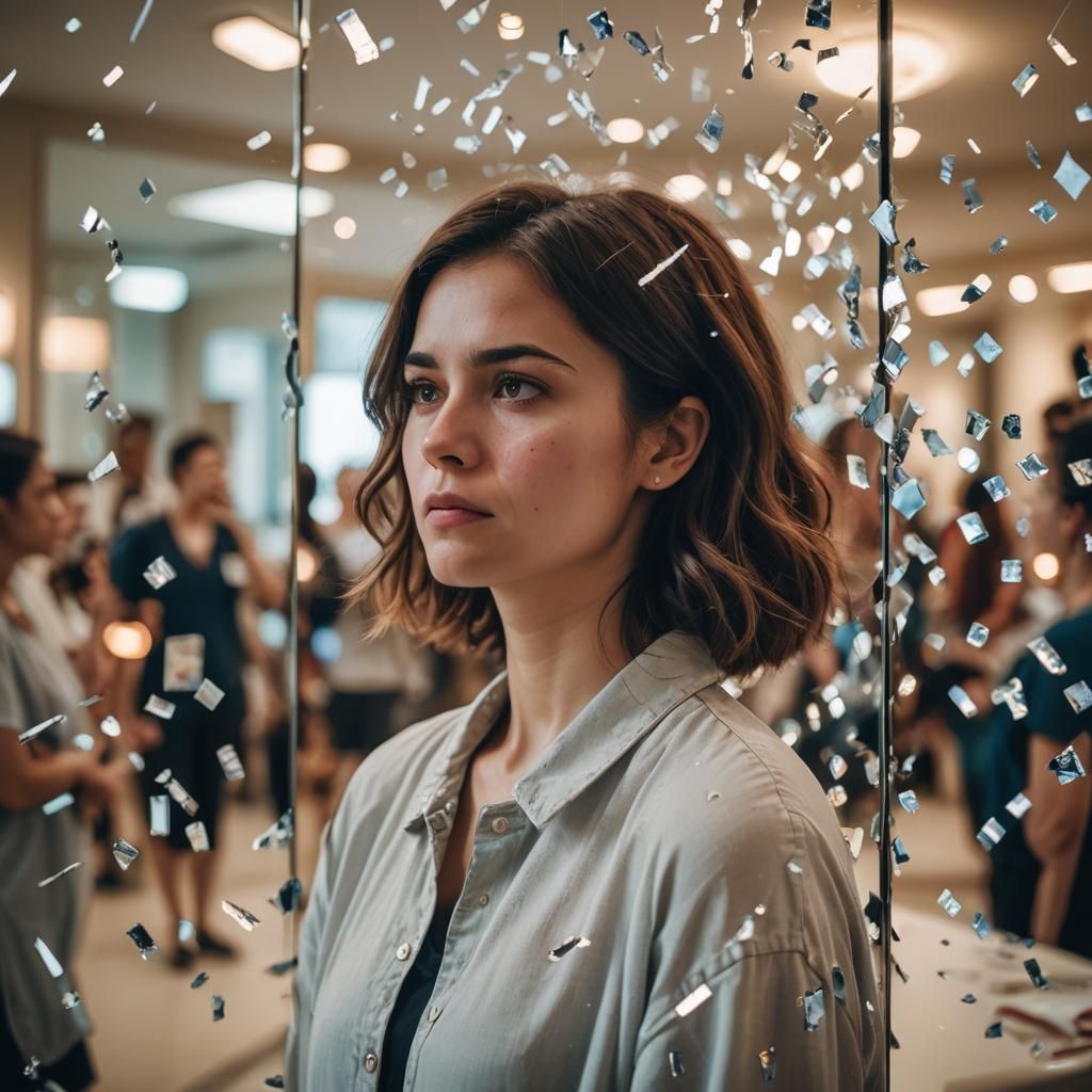 Woman and Broken Mirror: False Pride Theme