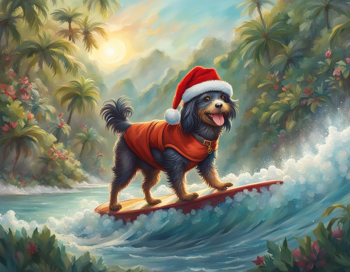 Christmas Surf Dog Barbet