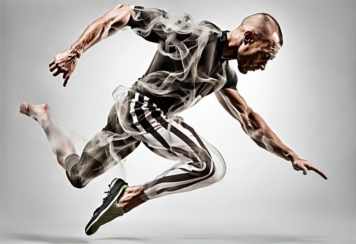 Runner Morphing into Smoke: A Dynamic Transformation